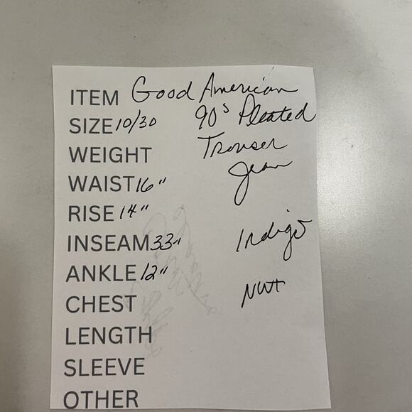 Good American 90s PLEATED TROUSER JEAN Size 10/30 Indigo Blue Denim Wide Leg NEW - Picture 12 of 12